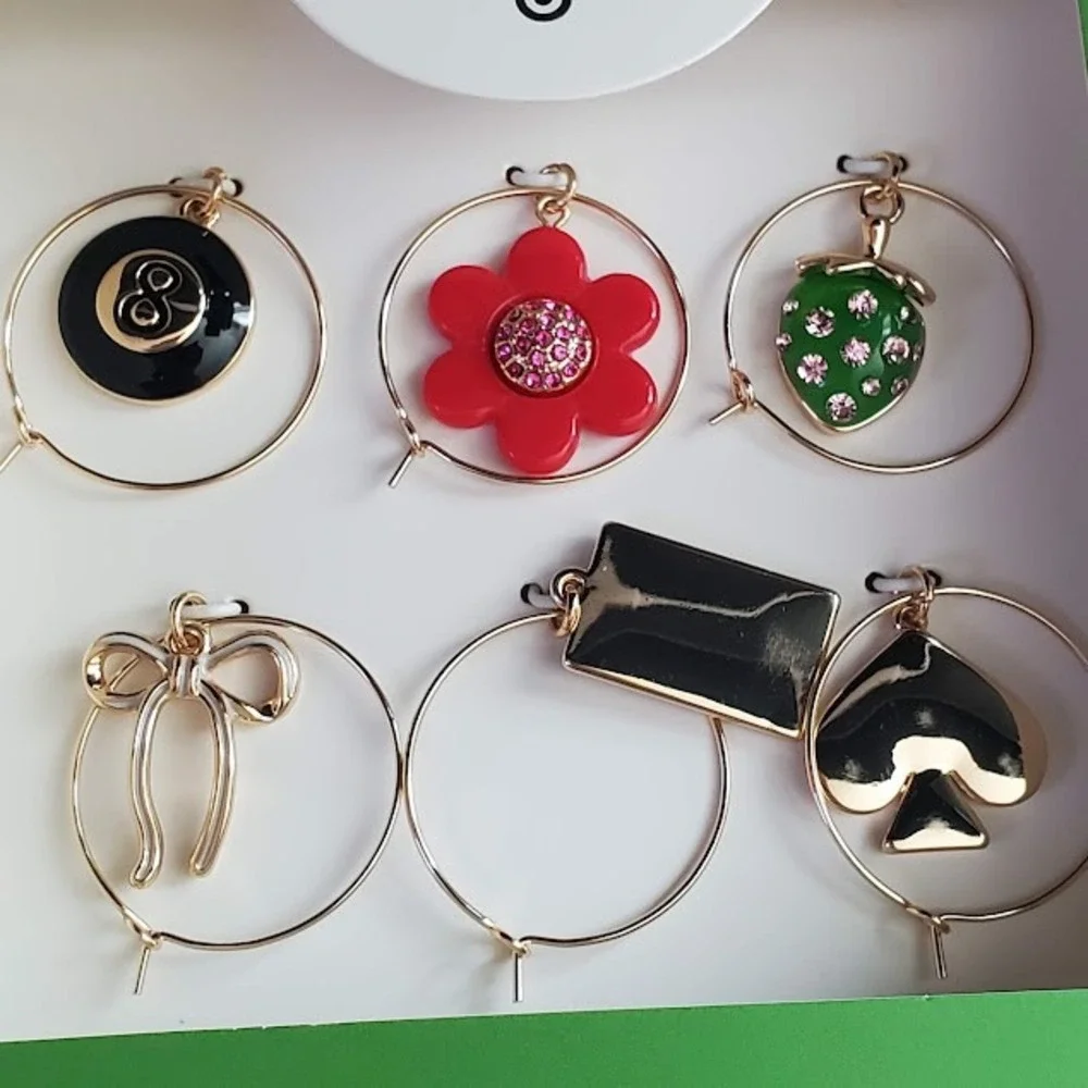 Kate Spade New York x Target Wine Charm Set 6 Count Enamel Gold Tone New in Box